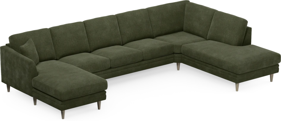 Eden - 3-sits soffa med schäslong vänster och divan höger - Grön