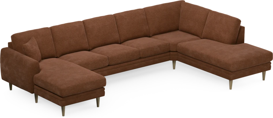 Eden - 3-sits soffa med schäslong vänster och divan höger - Orange