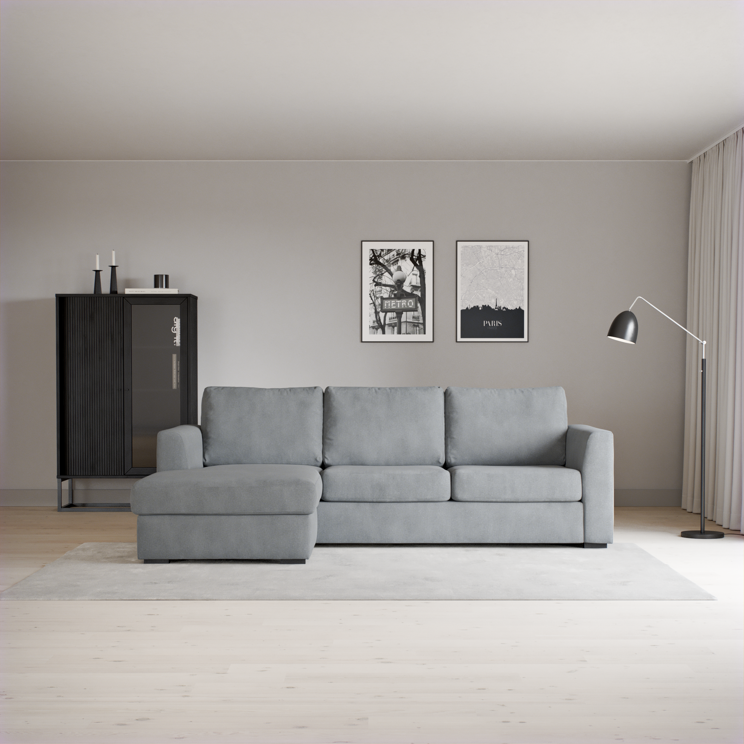 Friday, 3-sits soffa med schäslong vänster