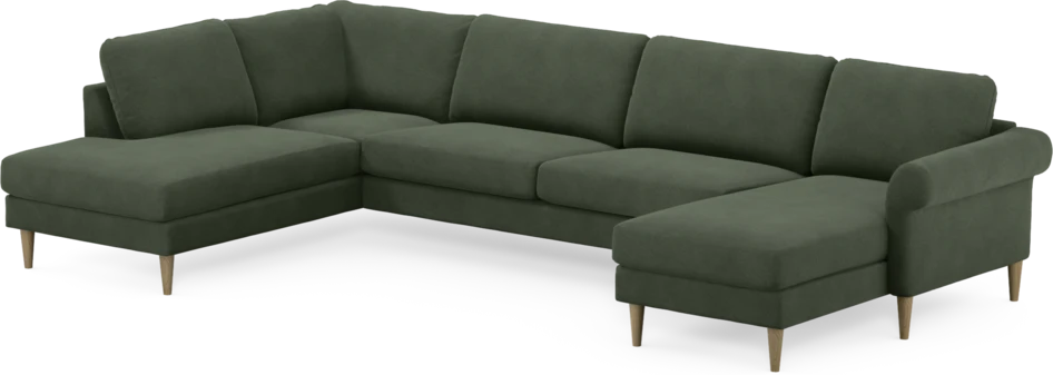 Bridge - 3-sits soffa med divan vänster och schäslong höger - Grön
