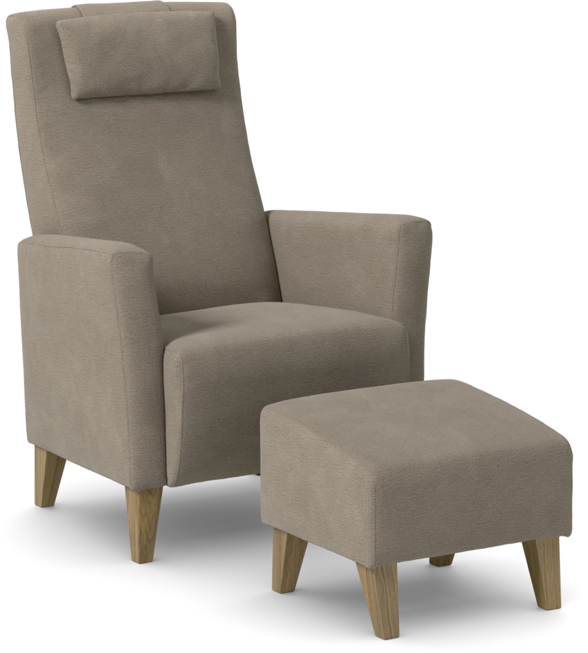 Erik - Fåtölj med fotpall - Beige