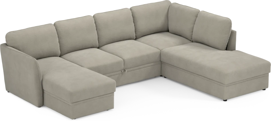 Öland - Bäddsoffa med schäslong vänster och divan höger - Brun