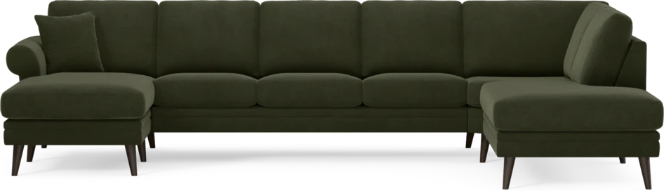 Eden - 3-sits soffa med schäslong vänster och divan höger - Grön