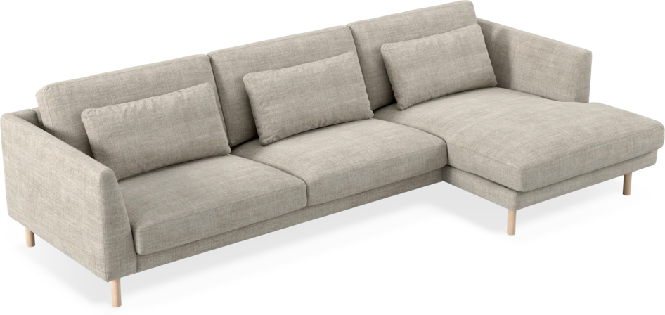Willow - 3-sits soffa med schäslong höger, fast klädsel - Beige
