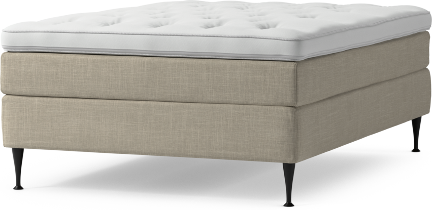 Delux Sense - Kontinentalsäng, enkelsäng 140 cm med bäddmadrass och sängben - Beige