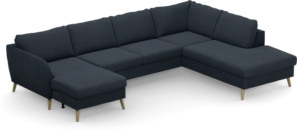 County - 3-sits soffa med schäslong vänster och divan höger - Blå