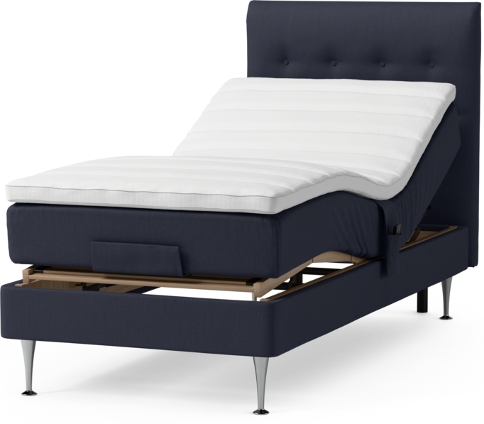 Roma Family - Ställbar säng, enkelsäng med bäddmadrass och sänggavel låg pikerad, B 90-120