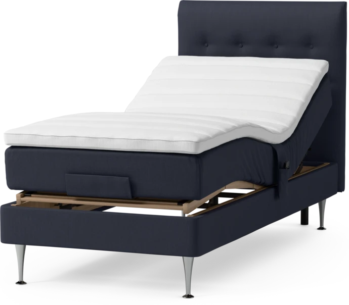 Roma Family, Ställbar säng, enkelsäng med bäddmadrass och sänggavel låg pikerad, B 90-120