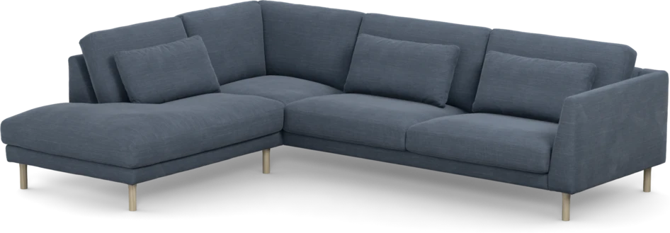 Willow - 3-sits soffa med divan vänster, fast klädsel - Blå