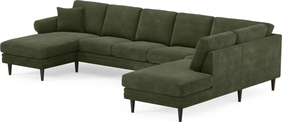 Eden - 3-sits soffa med schäslong vänster och divan höger - Grön