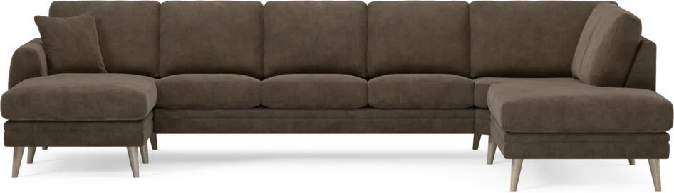Eden - 3-sits soffa med schäslong vänster och divan höger - Brun