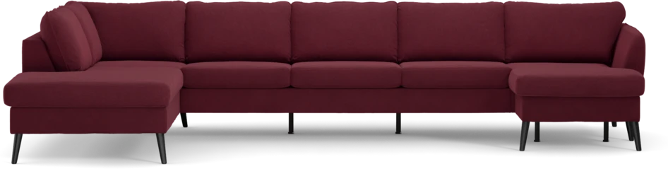 County - 4-sits soffa med divan vänster och schäslong höger - Röd