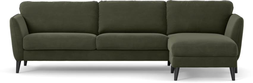 Bridge - 3-sits soffa med schäslong höger - Grön