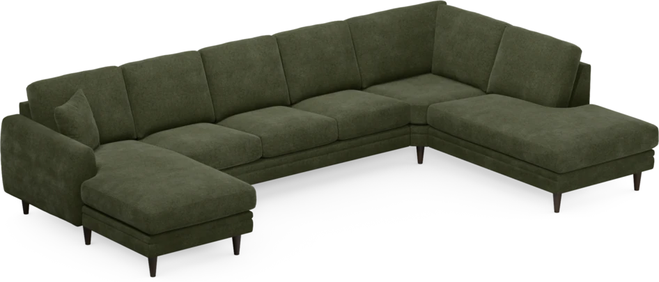 Eden - 3-sits soffa med schäslong vänster och divan höger - Grön