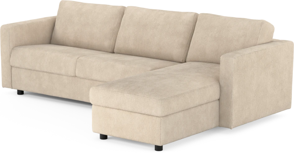 Lindö - Bäddsoffa 2,5-sits med schäslong, vändbar - Beige