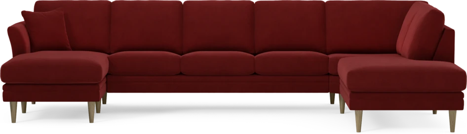Eden - 3-sits soffa med schäslong vänster och divan höger - Röd