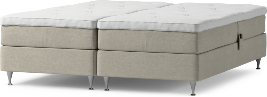Delux Sense - Ställbar säng, dubbelsäng med bäddmadrass och sängben - Beige