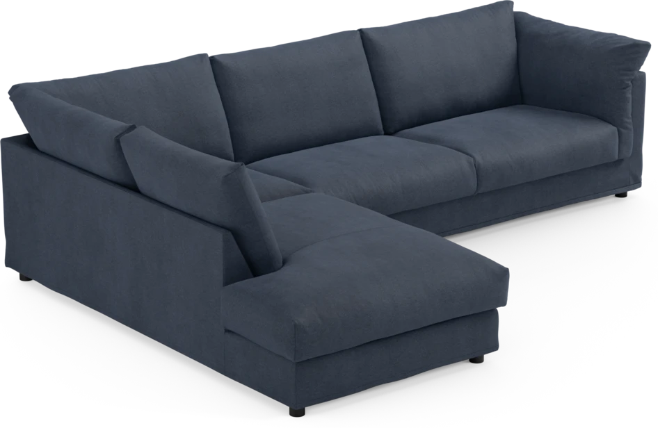 Cherrie - 3-sits soffa med divan vänster, med kappa - Blå