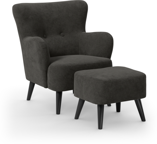 Timmy - Fåtölj med fotpall - Grå