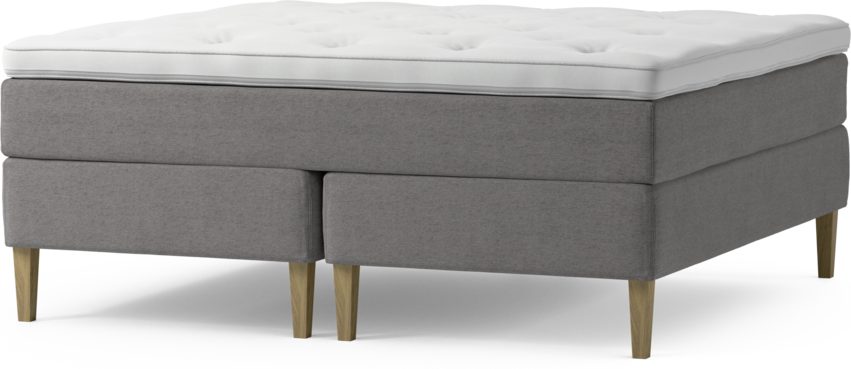 Delux Dream - Kontinentalsäng, dubbelsäng med bäddmadrass och sängben - Grå