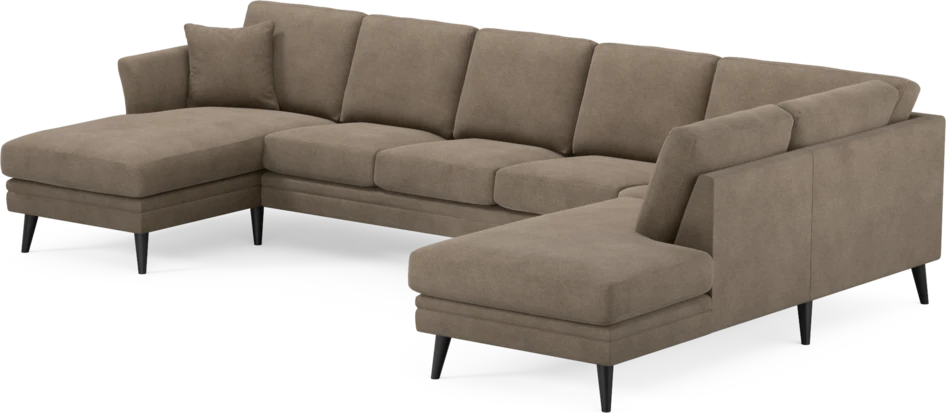 Eden - 3-sits soffa med schäslong vänster och divan höger - Brun