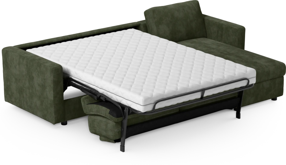 Lindö - Bäddsoffa 2,5-sits med schäslong, vändbar - Grön