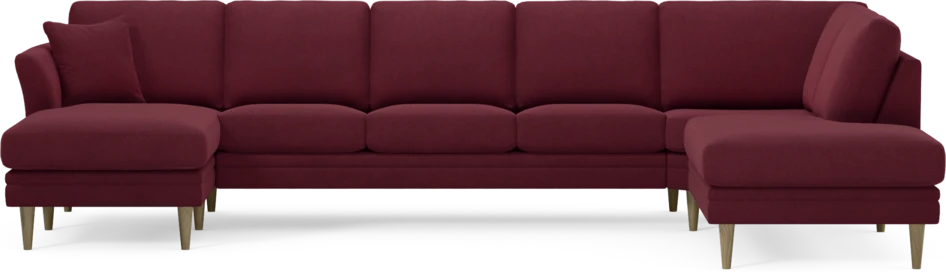 Eden - 3-sits soffa med schäslong vänster och divan höger - Röd