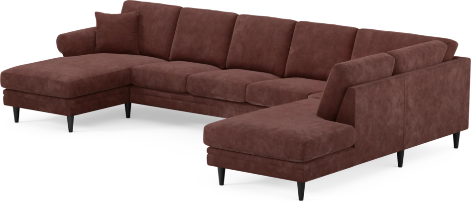 Eden - 3-sits soffa med schäslong vänster och divan höger - Röd