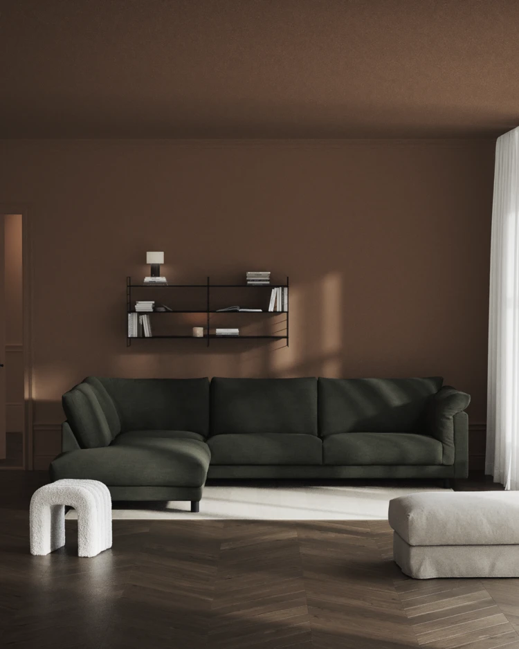 Cherrie - 3-sits soffa med divan vänster, fast klädsel - inspiration