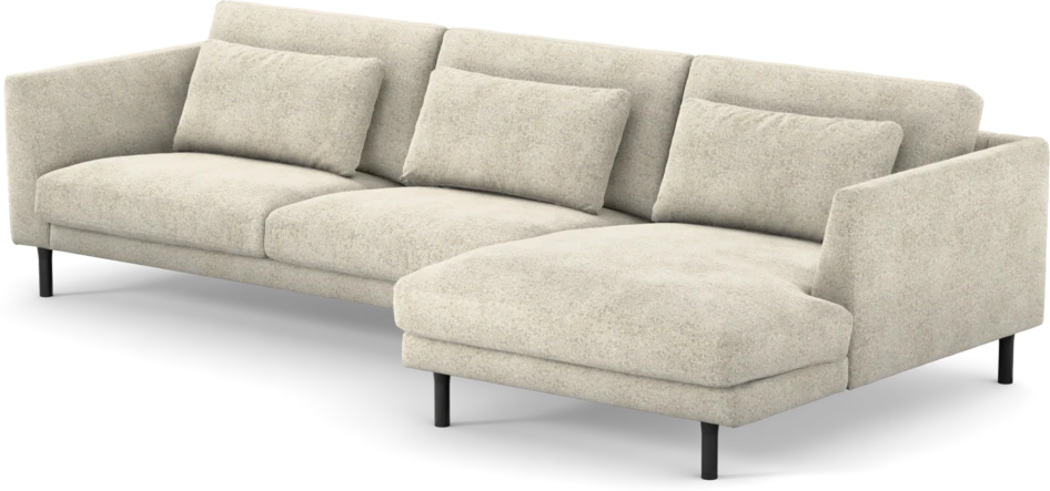 Willow - 3-sits soffa med schäslong höger, fast klädsel - Beige