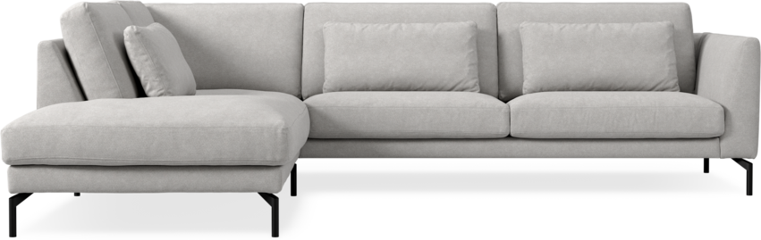 Willow - 3-sits soffa med divan vänster, fast klädsel - Grå