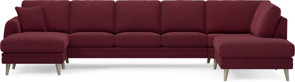 Eden - 3-sits soffa med schäslong vänster och divan höger - Röd