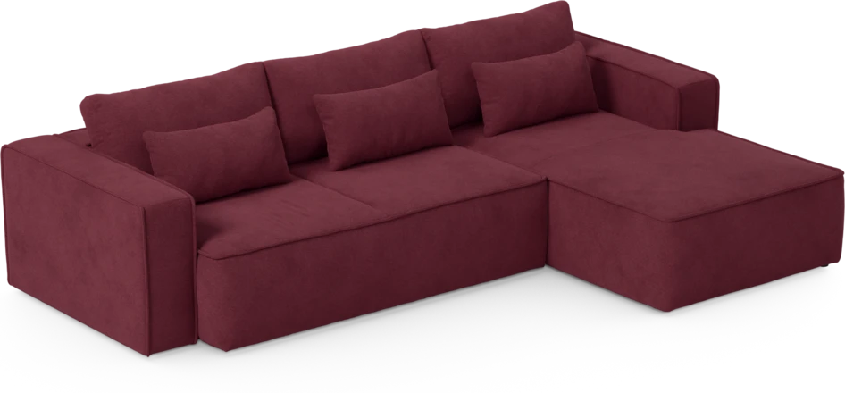 Ide - Bäddsoffa 3-sits med schäslong höger - Röd