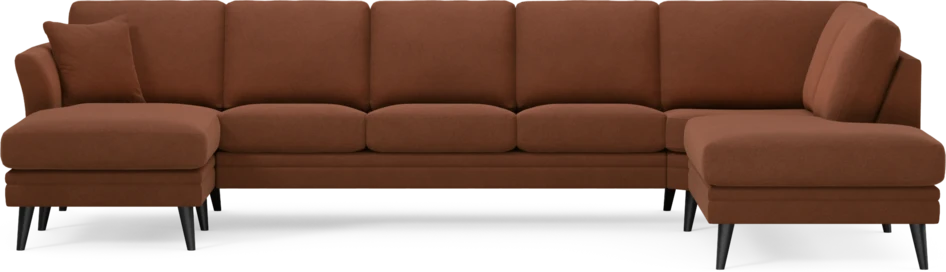 Eden - 3-sits soffa med schäslong vänster och divan höger - Orange