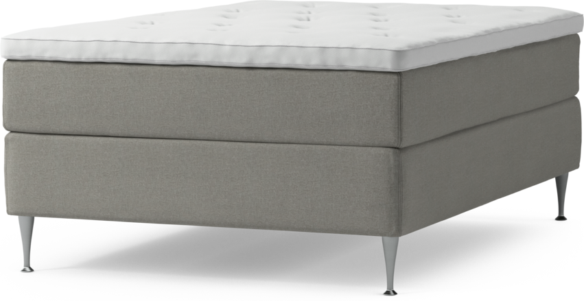 Delux Dream - Kontinentalsäng, enkelsäng 140 cm med bäddmadrass och sängben - Grå