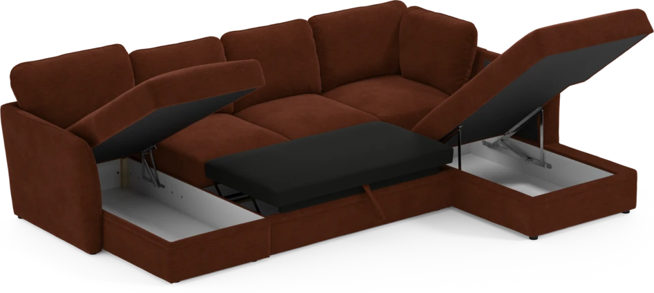 Öland - Bäddsoffa med schäslong vänster och divan höger - Orange