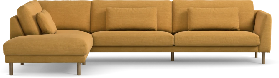 Willow - 4-sits soffa med divan vänster, fast klädsel - Gul