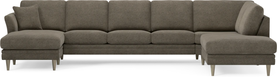 Eden - 3-sits soffa med schäslong vänster och divan höger - Brun