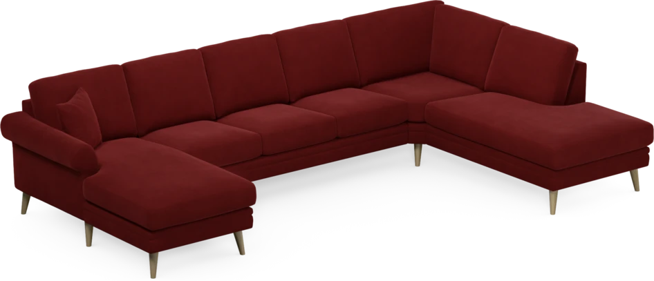 Eden - 3-sits soffa med schäslong vänster och divan höger - Röd
