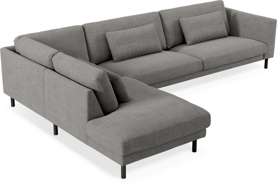 Willow - 4-sits soffa med divan vänster, fast klädsel - Grå