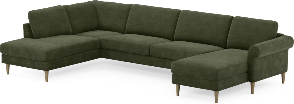 Bridge - 3-sits soffa med divan vänster och schäslong höger - Grön