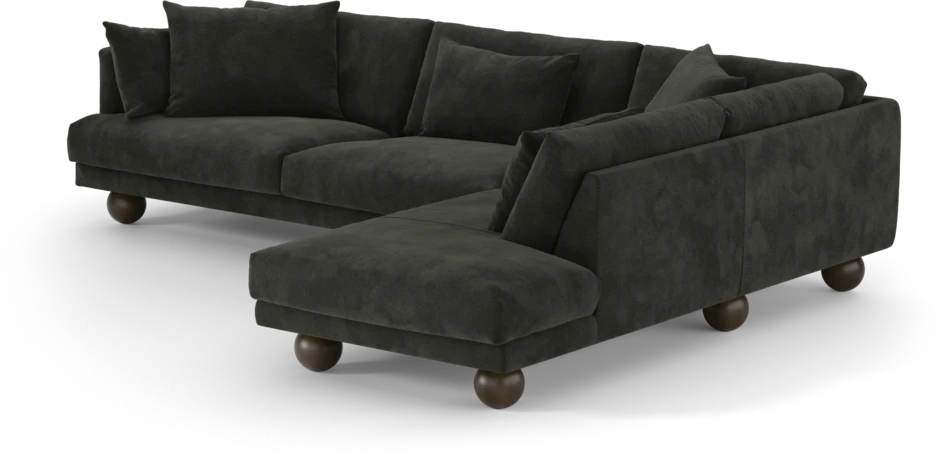 Harper - 3-sits soffa med divan höger - Svart