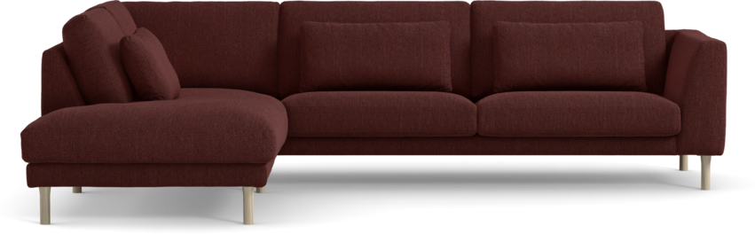 Willow - 3-sits soffa med divan vänster, fast klädsel - Röd