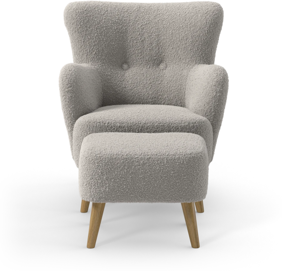 Timmy - Fåtölj med fotpall - Vit