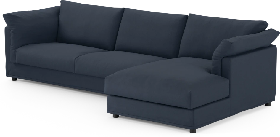 Cherrie - 3-sits soffa med schäslong höger, med kappa - Blå