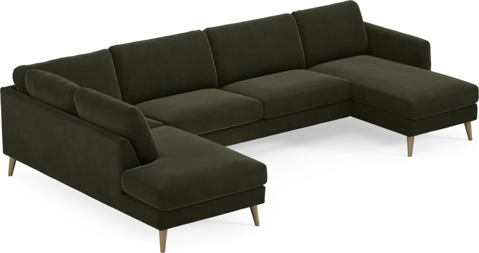 Bridge - 3-sits soffa med divan vänster och schäslong höger - Grön