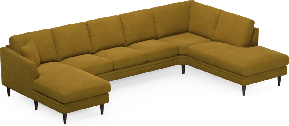 Eden - 3-sits soffa med schäslong vänster och divan höger - Gul