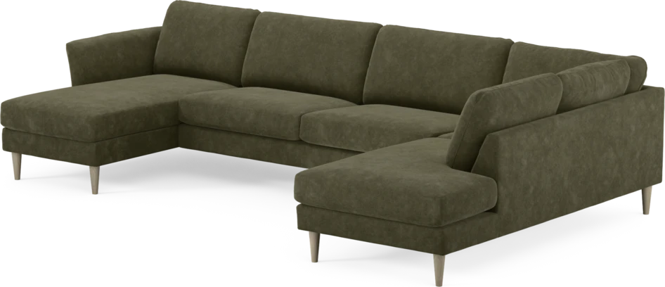 Bridge - 3-sits soffa med schäslong vänster och divan höger - Grön