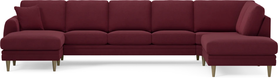 Eden - 3-sits soffa med schäslong vänster och divan höger - Röd