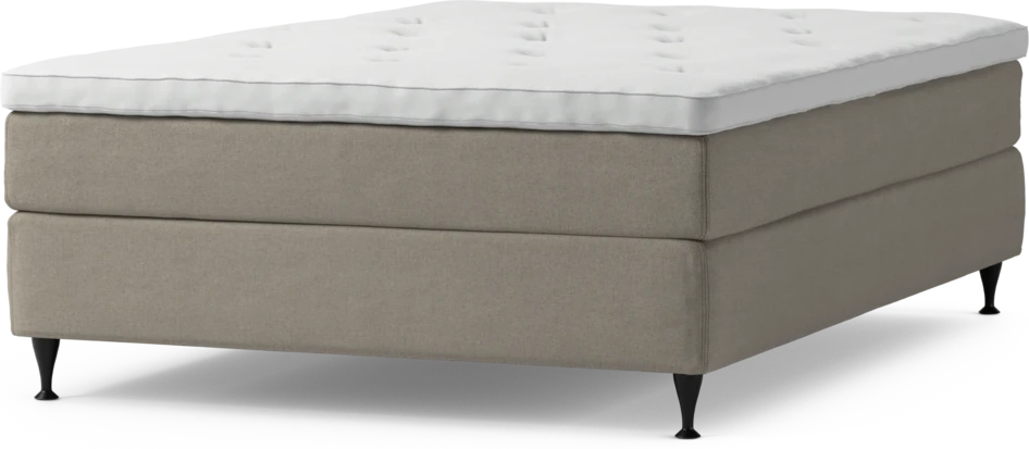 Delux Sense - Kontinentalsäng, enkelsäng 140 cm med bäddmadrass och sängben - Beige